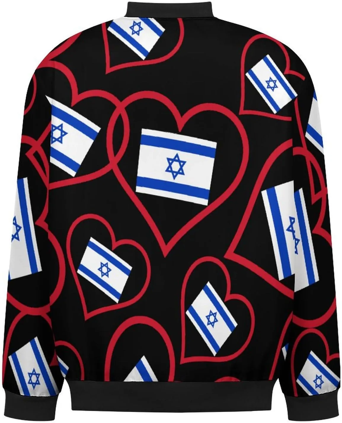 I Love Israel Red-Heart Men's Bomber Jacket Lightweight Windbreaker Fashion Spring Fall Coats Casual Jackets for Men