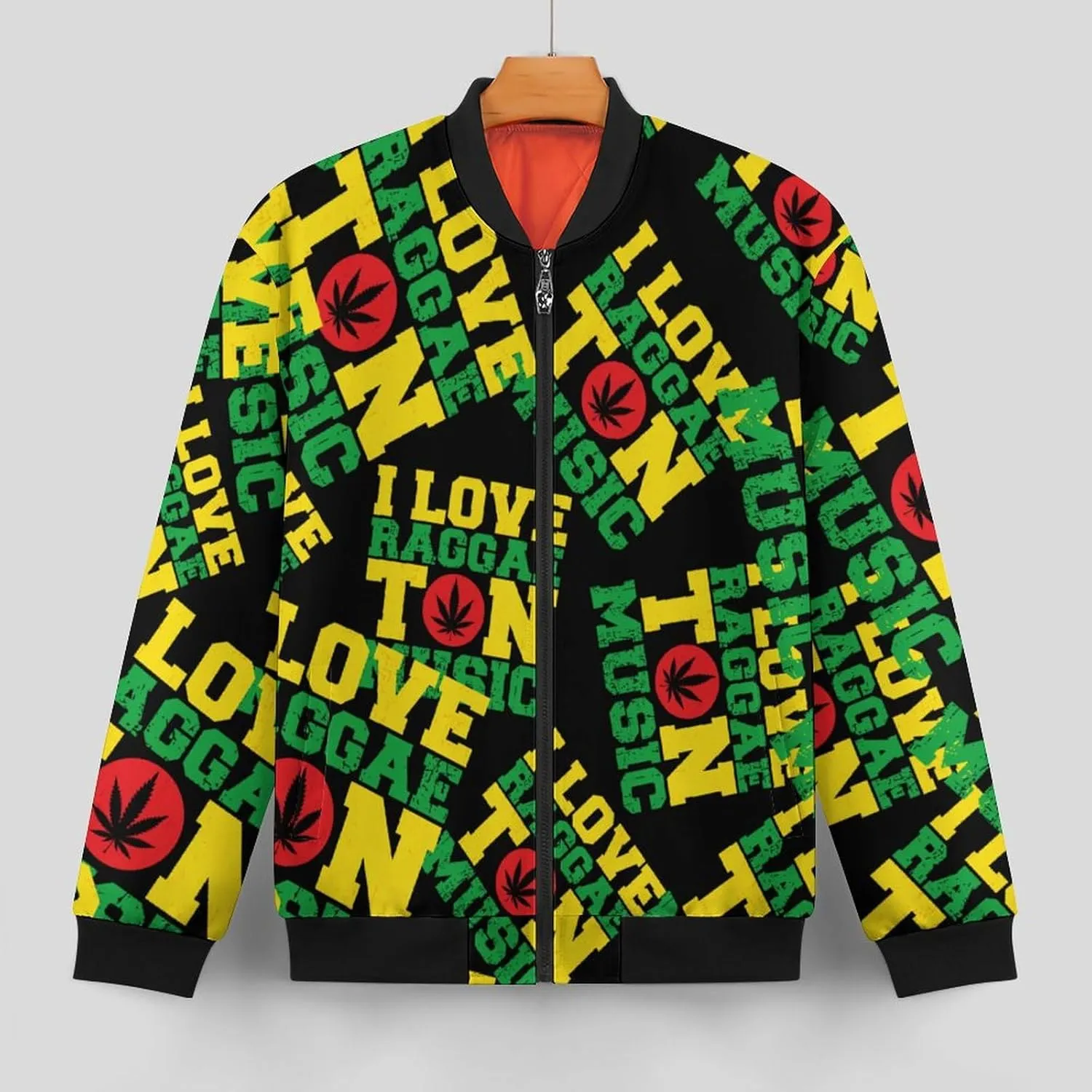 I Love Raggaeton Music Men's Bomber Jacket Lightweight Windbreaker Fashion Spring Fall Coats Casual Jackets for Men