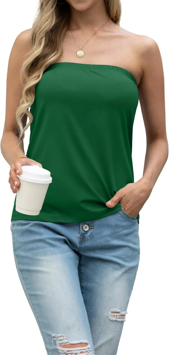 IWOLLENCE Women's Floral Tube Tops Casual Summer Backless Strapless Top Sleeveless Bandeau Tanks Shirt