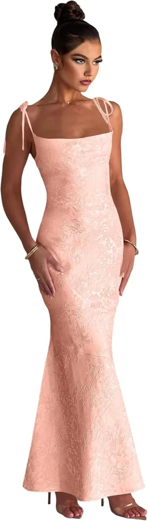 Jacquard Prom Ball Gown Dress Long for Women 2025 Adjustable Straps Mermaid Formal Evening Party Dress