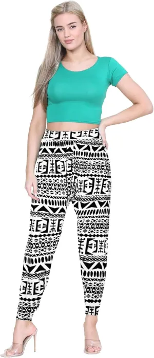 Janisramone Women Printed Alibaba Hareem Trouser | Trendy Harem Pants for Women - Causal & Lightweight Boho Pants for Women
