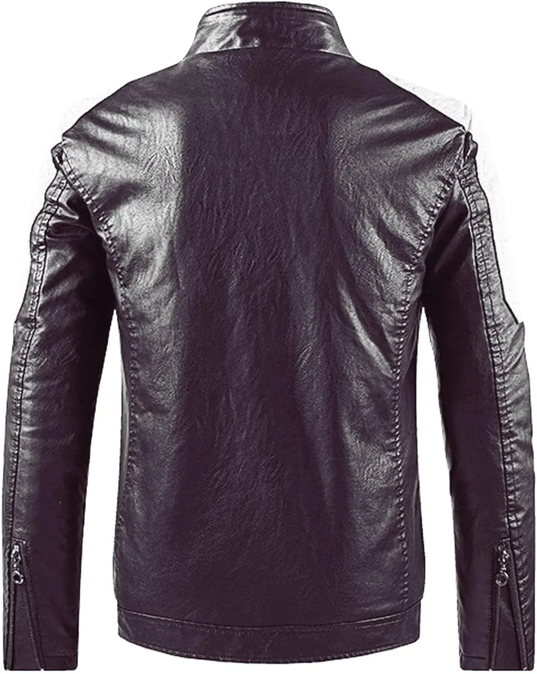 JEsilunmaMY Men's Slimming Leather Jackets Stand Collar Zip Up Casual Bomber Jacket Fleece Lined Warm Motorcycle Biker Coat