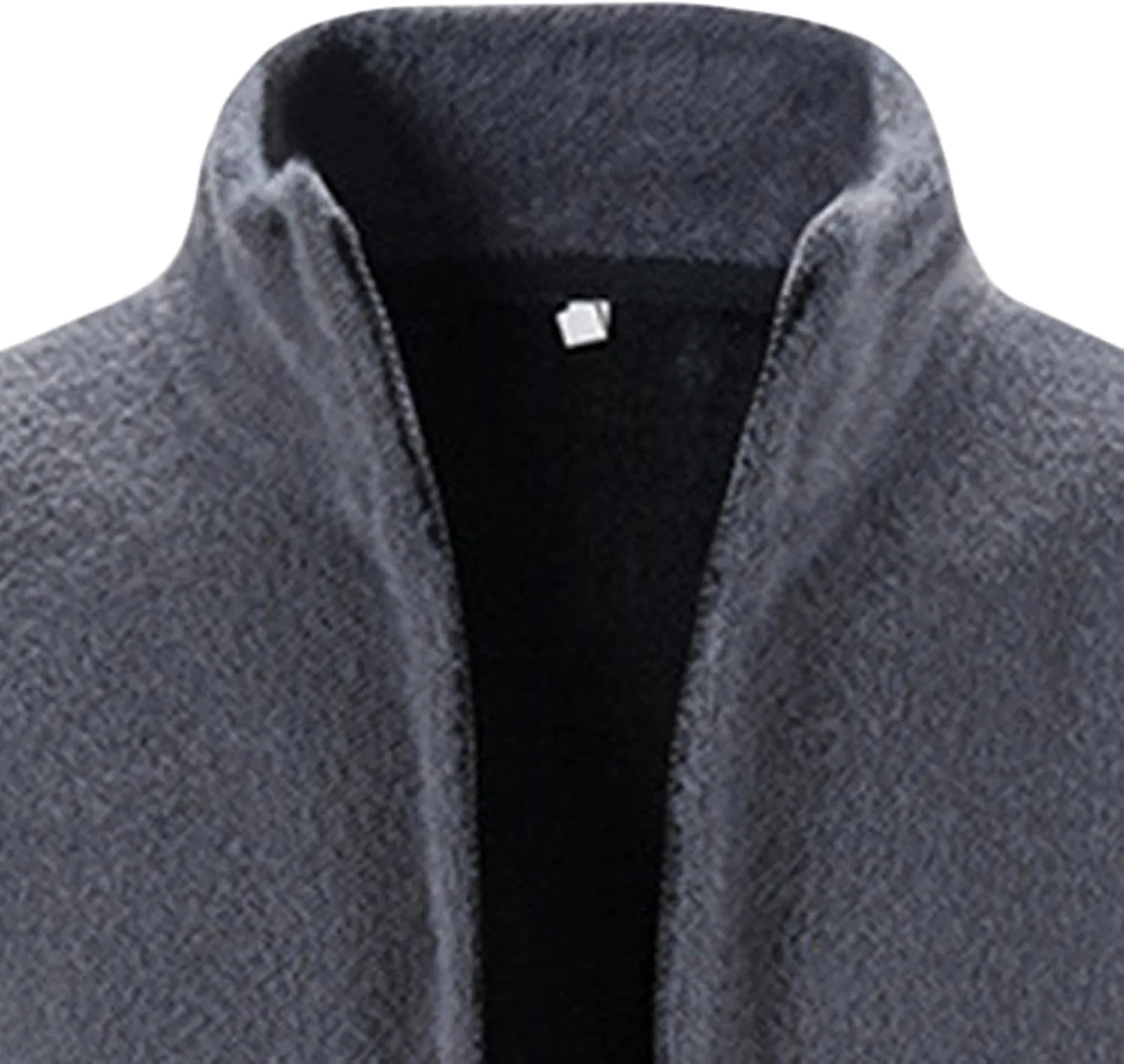 JEsilunmaMY Mens Stand Collar Zipper Warm Cardigan Long Sleeve Fall Winter Open Front Overcoat Solid Color Fleece Trench Coat