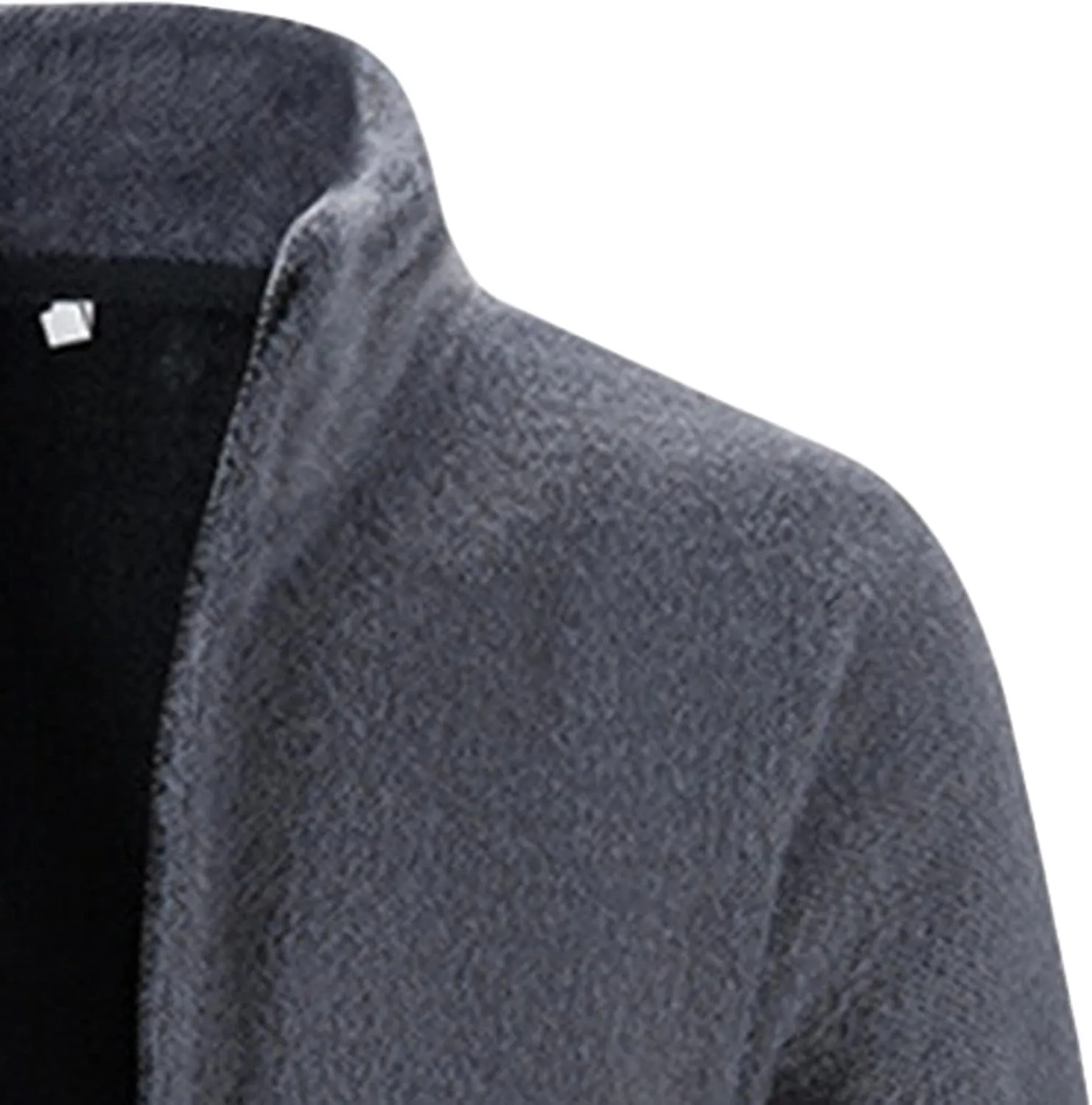 JEsilunmaMY Mens Stand Collar Zipper Warm Cardigan Long Sleeve Fall Winter Open Front Overcoat Solid Color Fleece Trench Coat