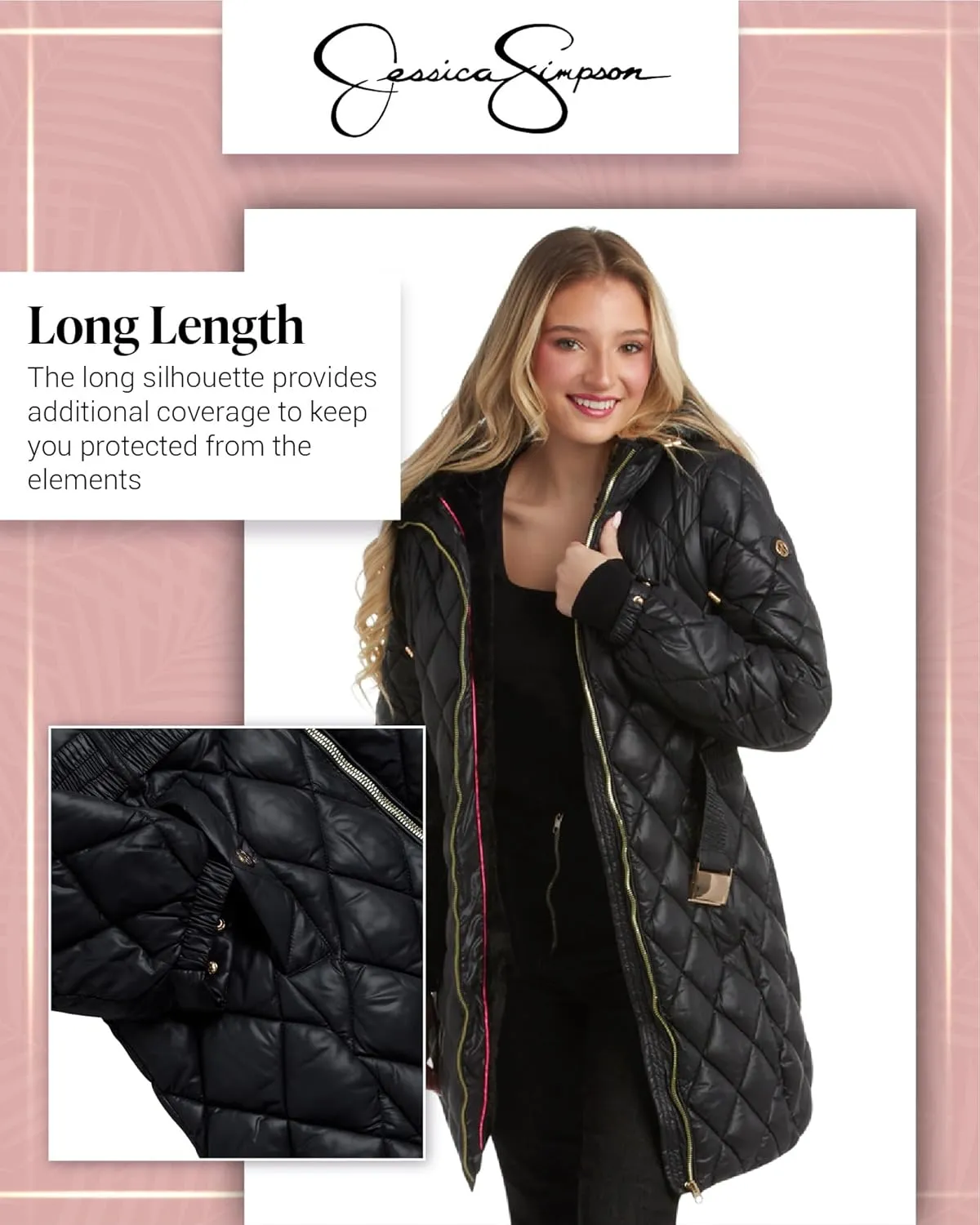 Jessica Simpson Women's Long Puffer Coat - Belted Faux Fur Lined Hooded Winter Coat - Quilted Puffer Jackets for Women (S-XL)