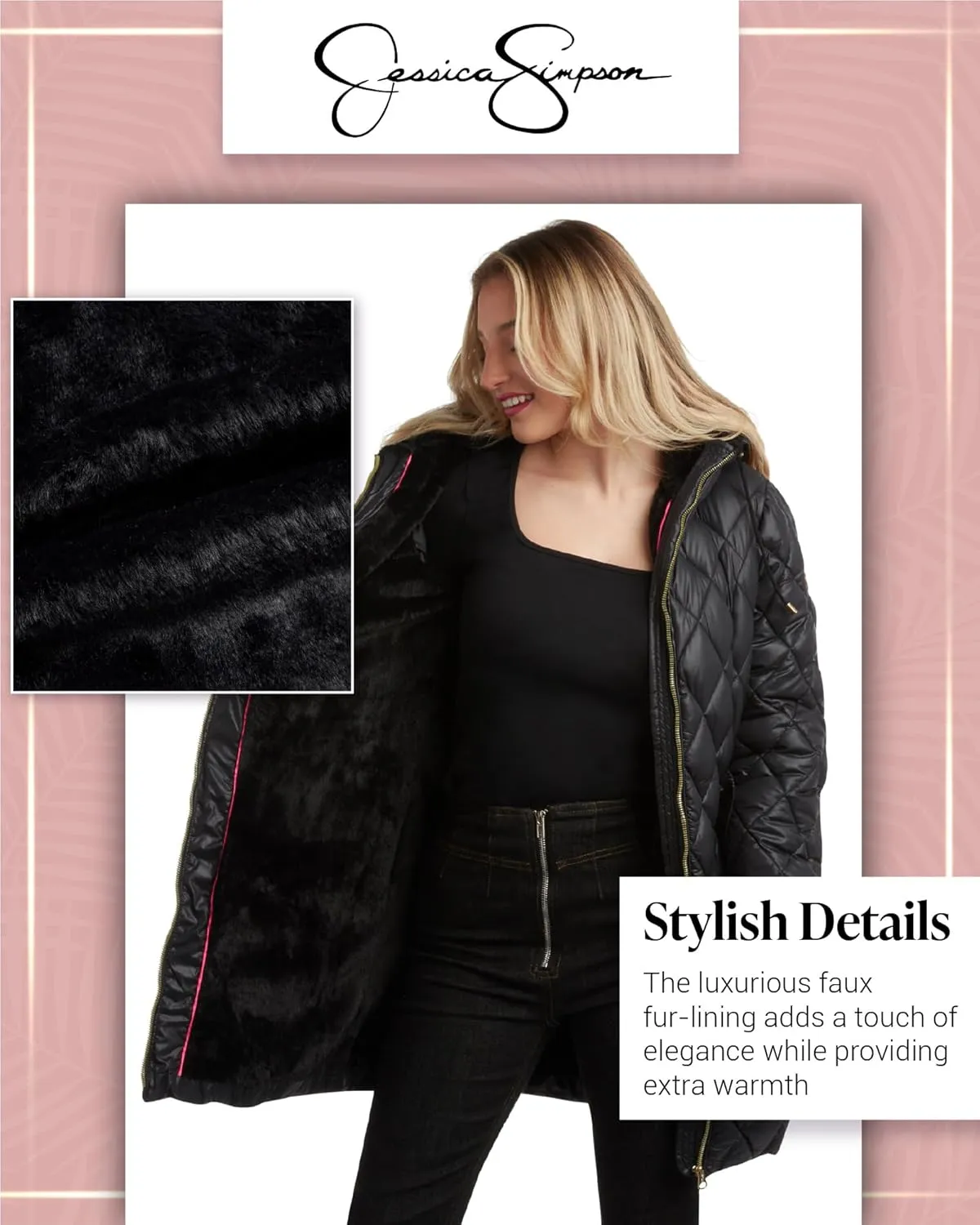 Jessica Simpson Women's Long Puffer Coat - Belted Faux Fur Lined Hooded Winter Coat - Quilted Puffer Jackets for Women (S-XL)