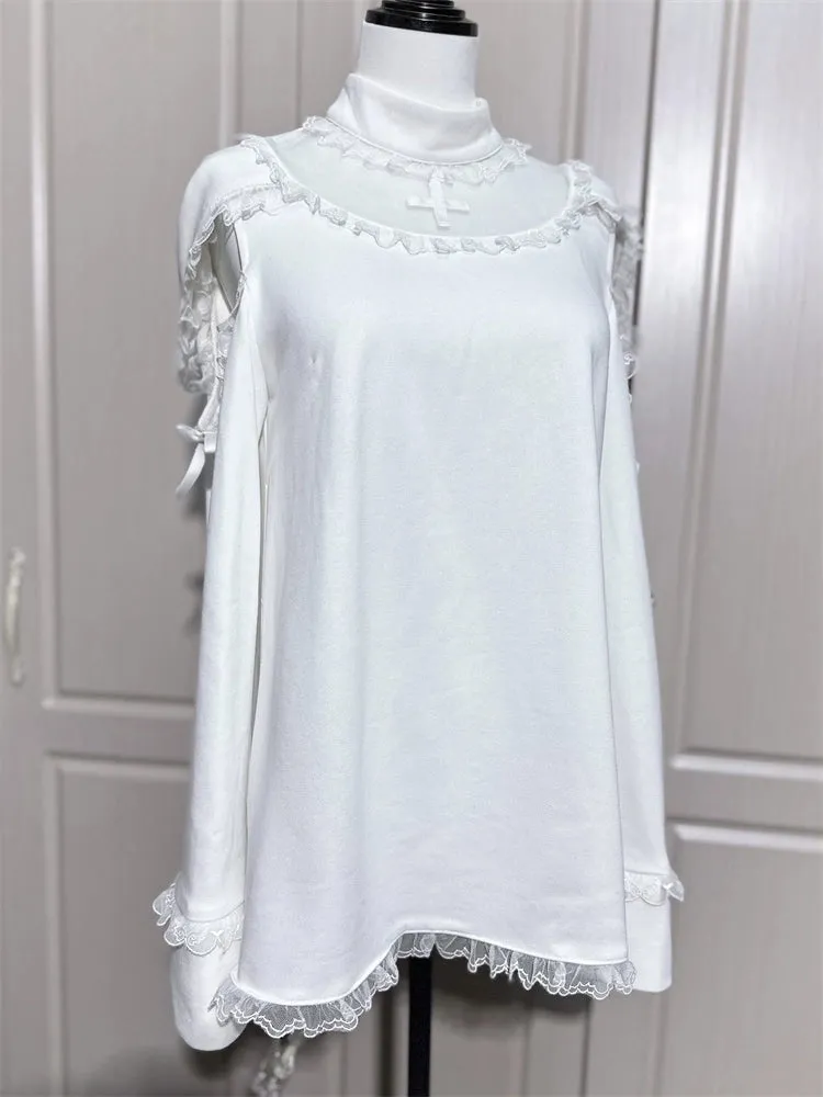 Jirai Kei Black And White Hoodie Cat Ears Hoodie Set
