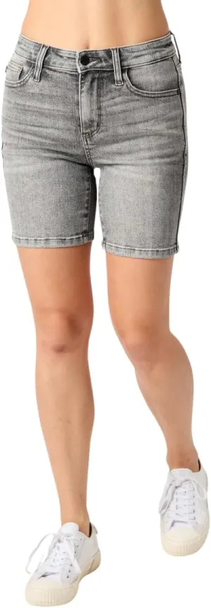 Judy Blue Washed Gray Denim Shorts