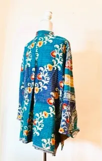 Kantha Cotton Embroidered Tunic: Best Seller (Blue)