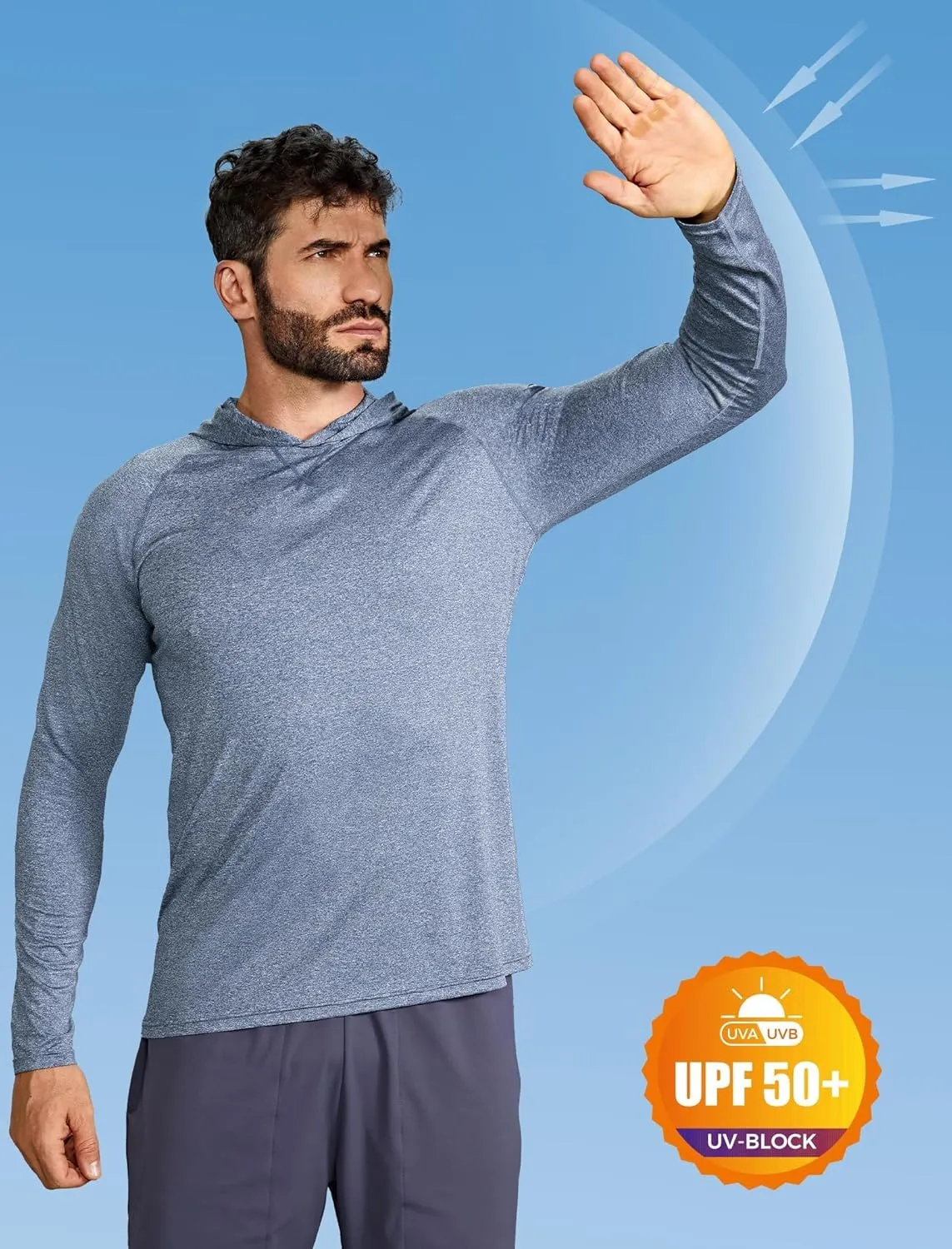 Keisimimo Men's UPF 50  Sun Protection Hoodie Shirts Long Sleeve Rash Guard Quick Dry UV SPF Fishing Hiking Shirts