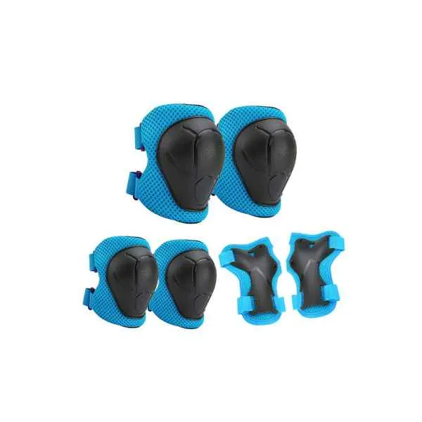 Kids Knee Pads Wrist Guards Elbow Pads 6 in 1Protective Gear Set-Blue