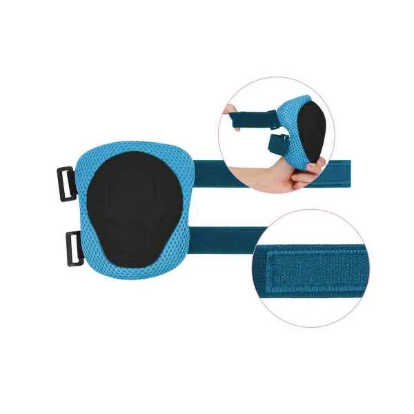 Kids Knee Pads Wrist Guards Elbow Pads 6 in 1Protective Gear Set-Blue