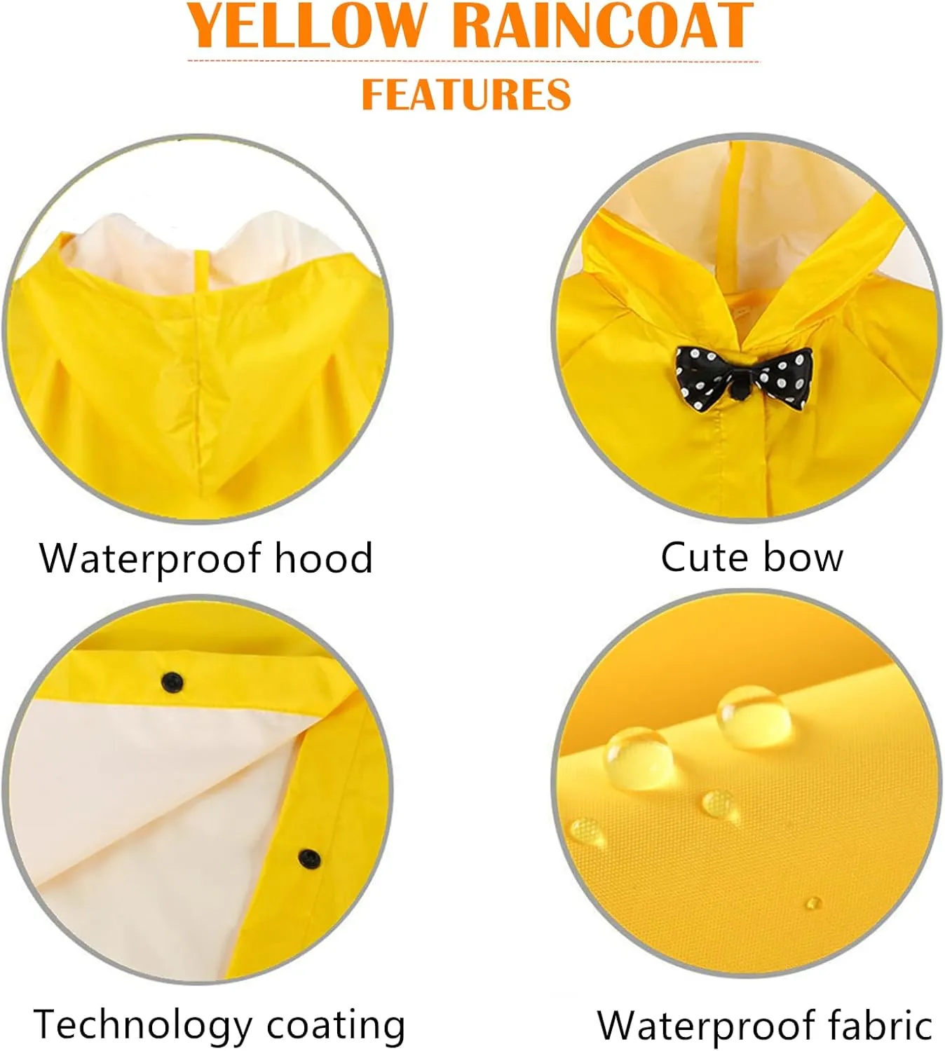 Kids Yellow Raincoat, Waterproof Rain Jacket with Hood Lightweight Toddlers Boys Girls Rian Coat Rainwear