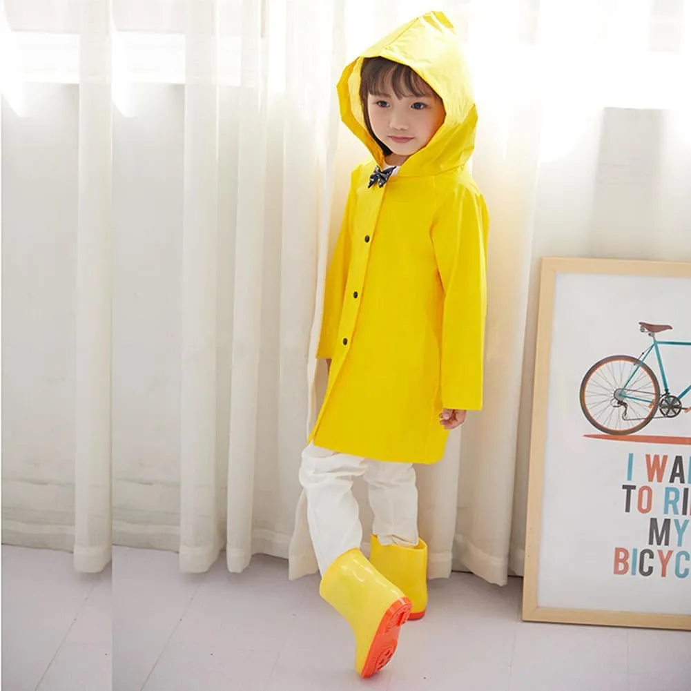 Kids Yellow Raincoat, Waterproof Rain Jacket with Hood Lightweight Toddlers Boys Girls Rian Coat Rainwear