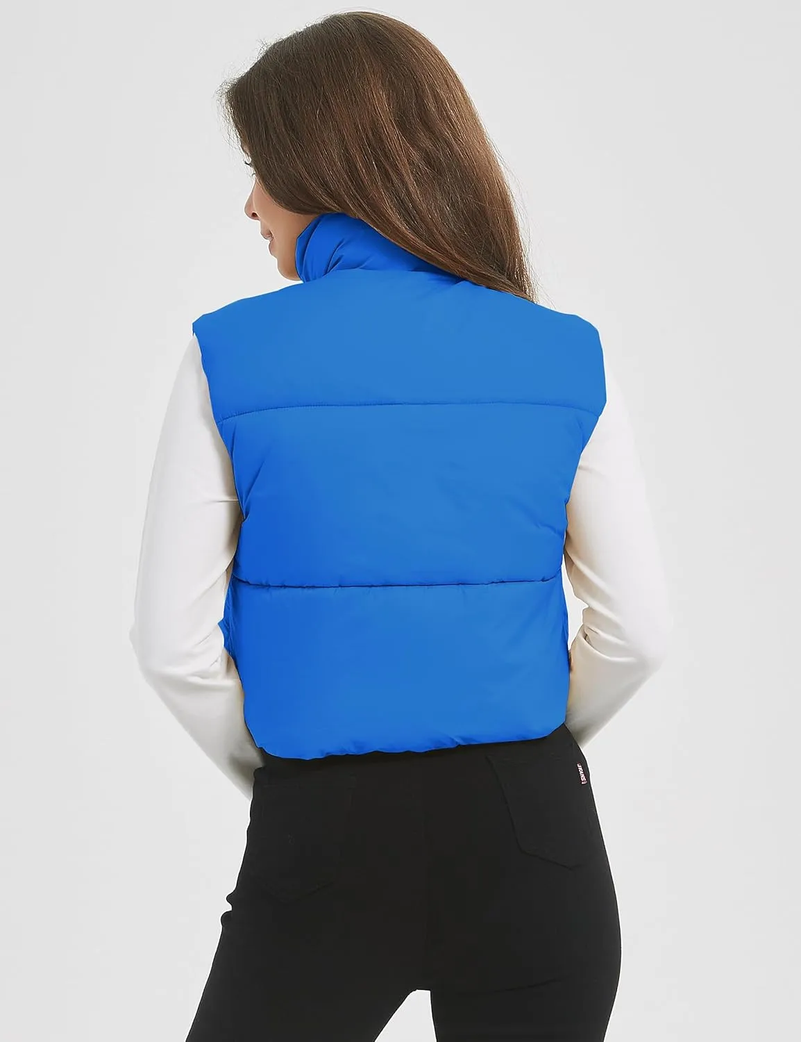 Kissonic Womens Winter Cropped Puffer Vest Sleeveless Padded Lightweight Puffy Vest with Pockets