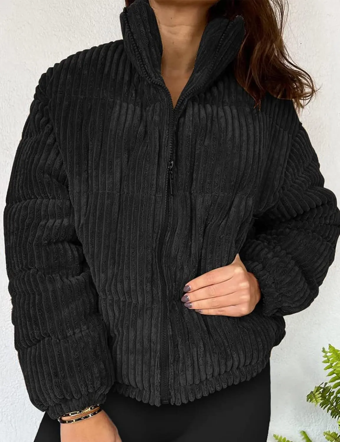 Kissonic Women's Winter Puffer Down Corduroy Jacket Lightweight Padded Jacket