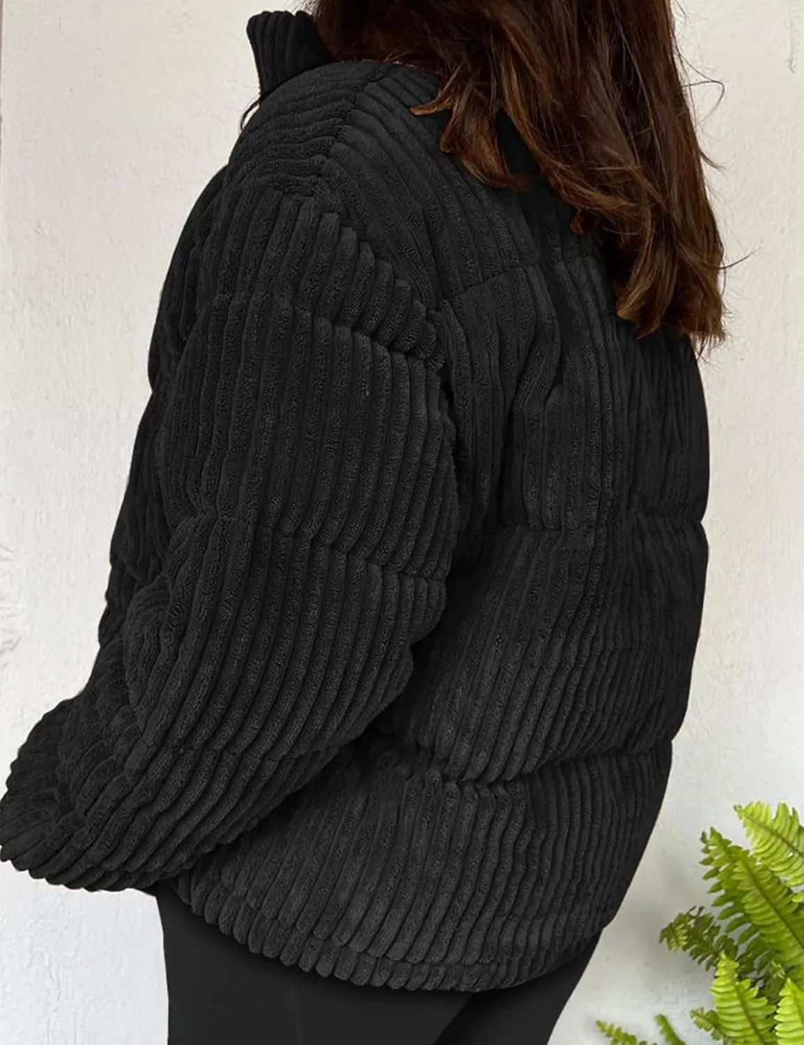 Kissonic Women's Winter Puffer Down Corduroy Jacket Lightweight Padded Jacket