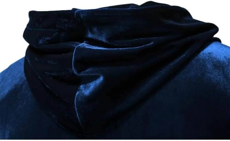 KISSQIQI Mens 2 Pieces Velour Tracksuits Velvet Outfits Sweatsuits Jogging Sport Suits Jacket Pants hooded Tracksuit