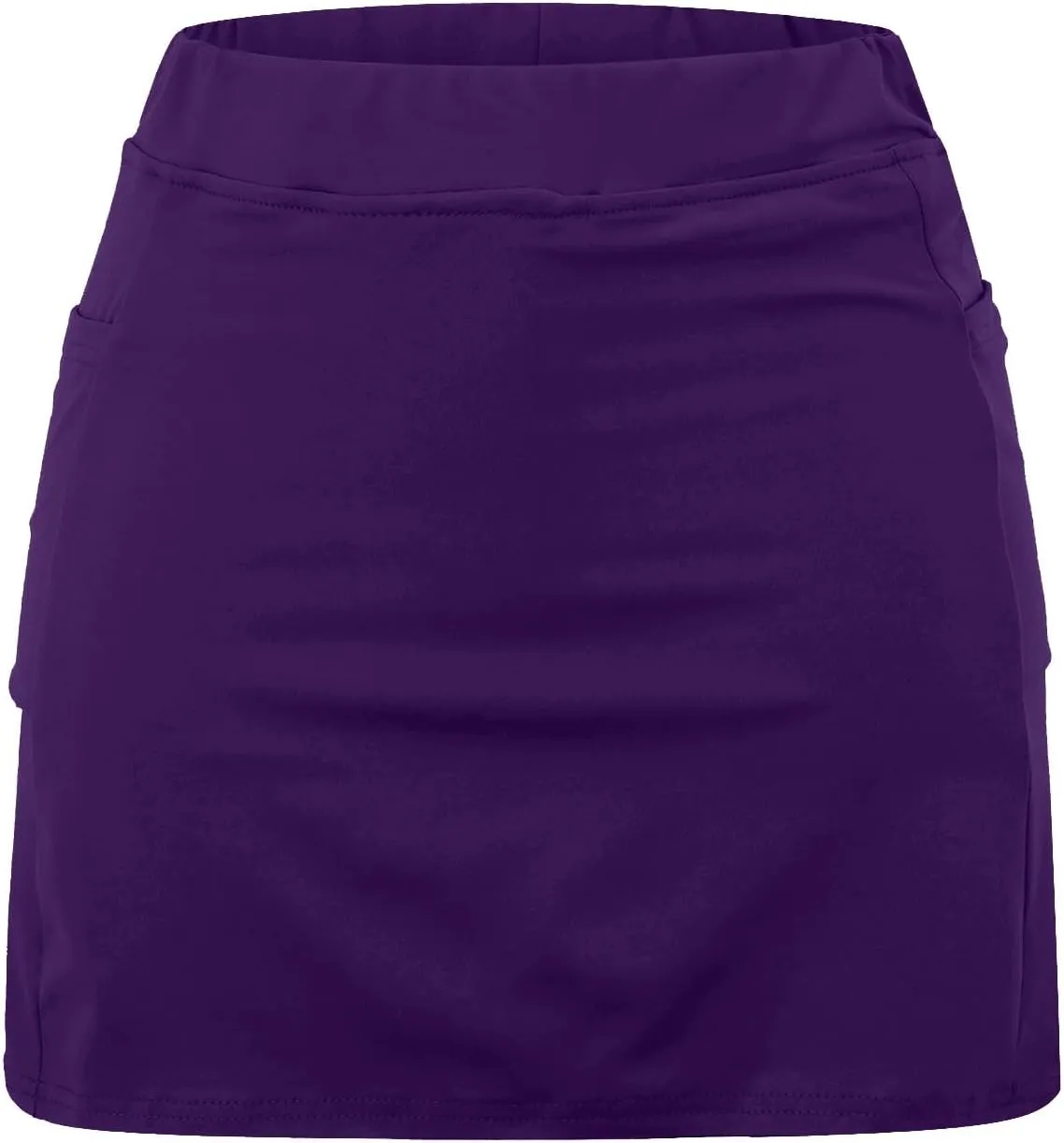 Knee Length Skorts Skirts for Women,Tummy Control Loose Fit Skorts with Pockets Mid Waist Athletic Solid Color Skirt