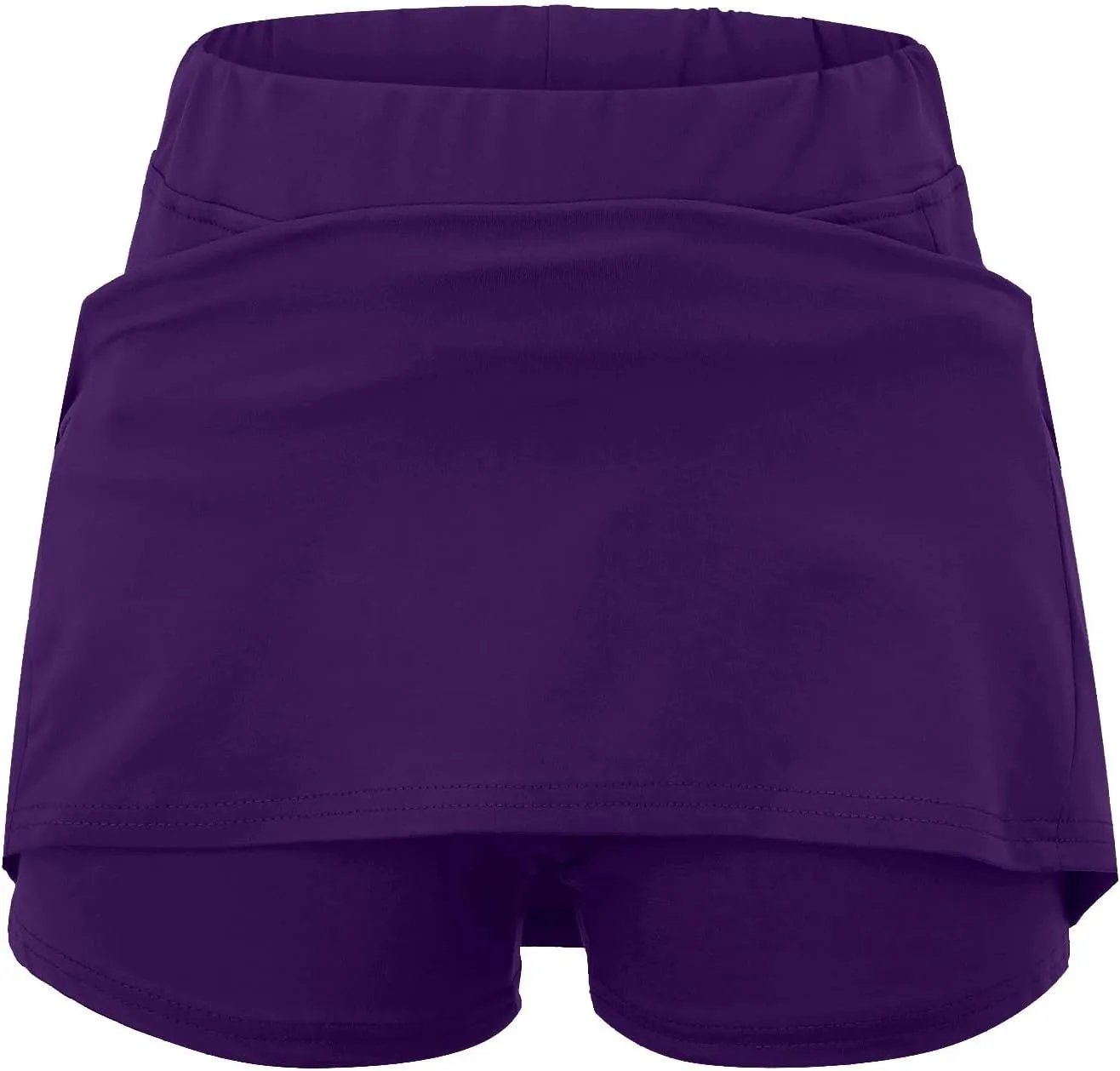 Knee Length Skorts Skirts for Women,Tummy Control Loose Fit Skorts with Pockets Mid Waist Athletic Solid Color Skirt
