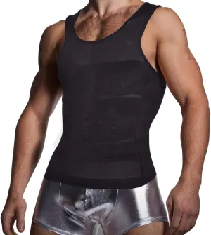 KOCLES Mens Compression Tank Top Slimming Body Shaper Vest Shirts Abs Slim Gym
