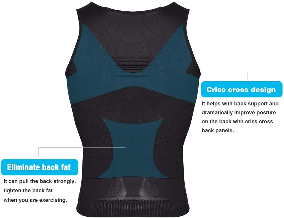 KOCLES Mens Compression Tank Top Slimming Body Shaper Vest Shirts Abs Slim Gym
