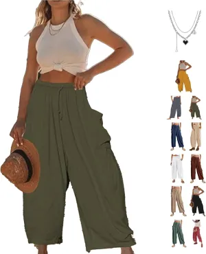 Lapidata Linen Pants, 2025 New Lapidata Harem Summer Beach Pants Plus Size, Linen Casual Loose Harem Pants with Pocket