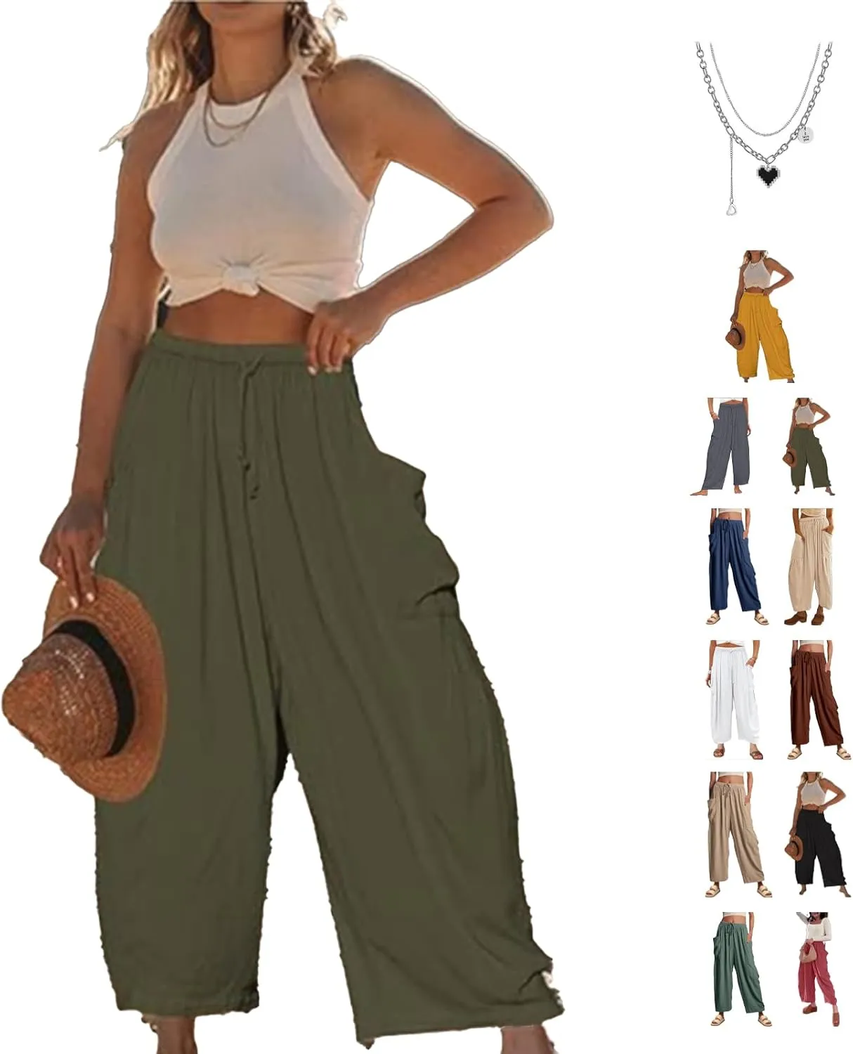 Lapidata Linen Pants, 2025 New Lapidata Harem Summer Beach Pants Plus Size, Linen Casual Loose Harem Pants with Pocket