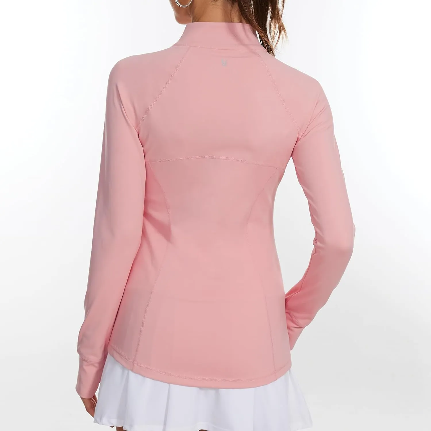Lightbare Womens Zip Up Athletic Jackets Lightweight Slim Fit with Pockets Thumb Holes for Workout Gym Running Yoga