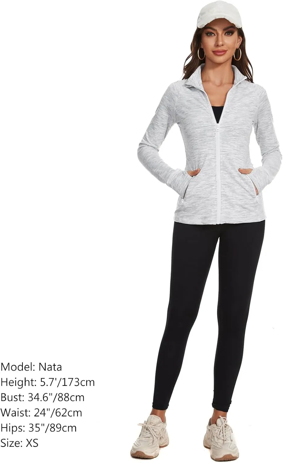 Lightbare Womens Zip Up Athletic Jackets Lightweight Slim Fit with Pockets Thumb Holes for Workout Gym Running Yoga