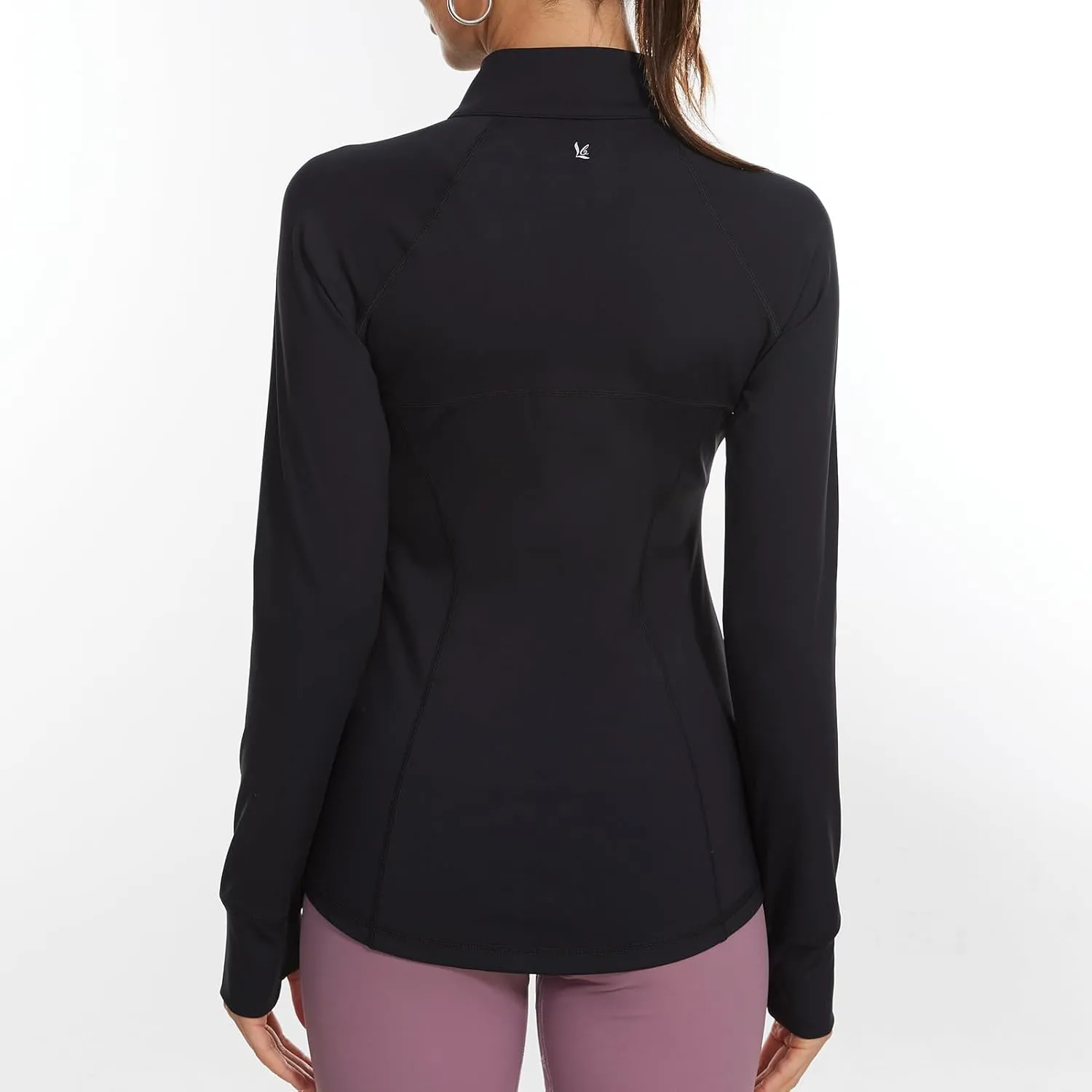 Lightbare Womens Zip Up Athletic Jackets Lightweight Slim Fit with Pockets Thumb Holes for Workout Gym Running Yoga