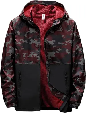 Lightweight Men's Windbreaker Waterproof Rain Jacket Casual Fall Winter Outdoor Running Hiking Zip-Up Hooded Raincoat