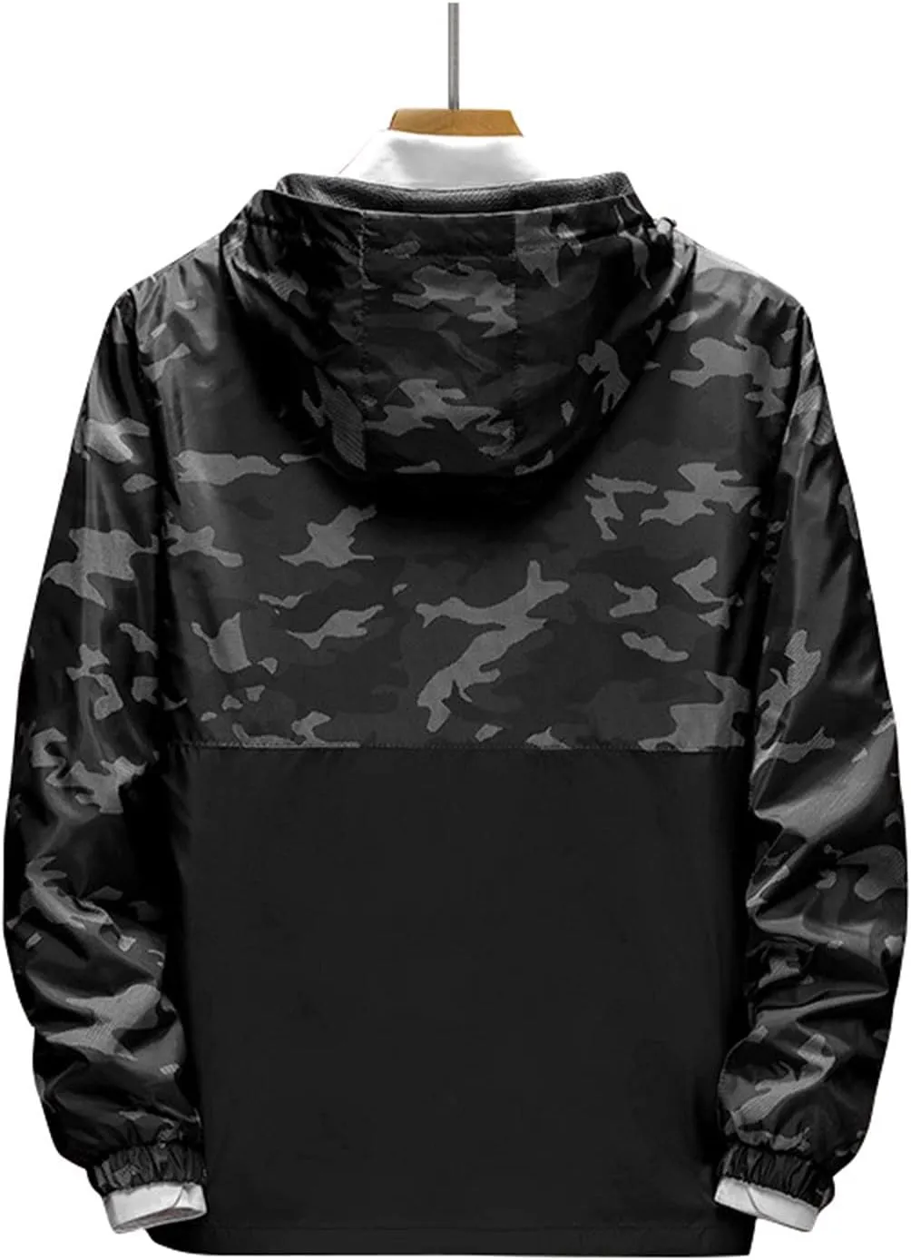 Lightweight Men's Windbreaker Waterproof Rain Jacket Casual Fall Winter Outdoor Running Hiking Zip-Up Hooded Raincoat