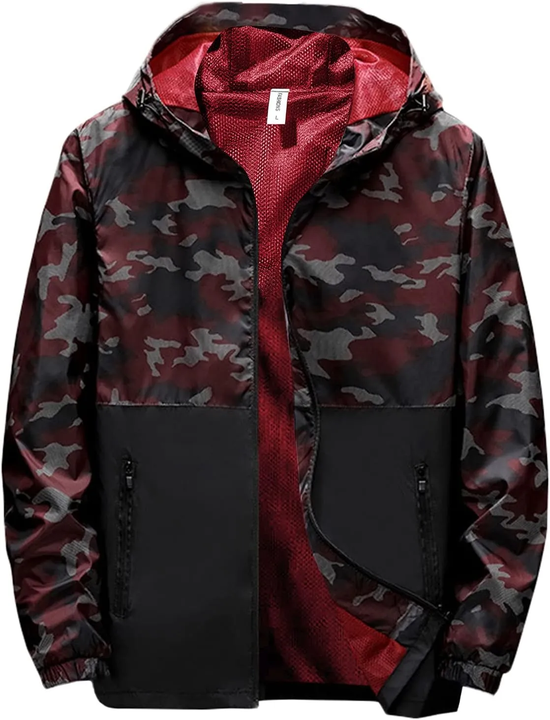 Lightweight Men's Windbreaker Waterproof Rain Jacket Casual Fall Winter Outdoor Running Hiking Zip-Up Hooded Raincoat