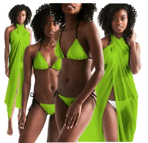 Lime Green Bikini. Brat Green Triangle String Bikini. Lime Green Swimsuit Cover Up.  Beachwear Wrap WickedYo.