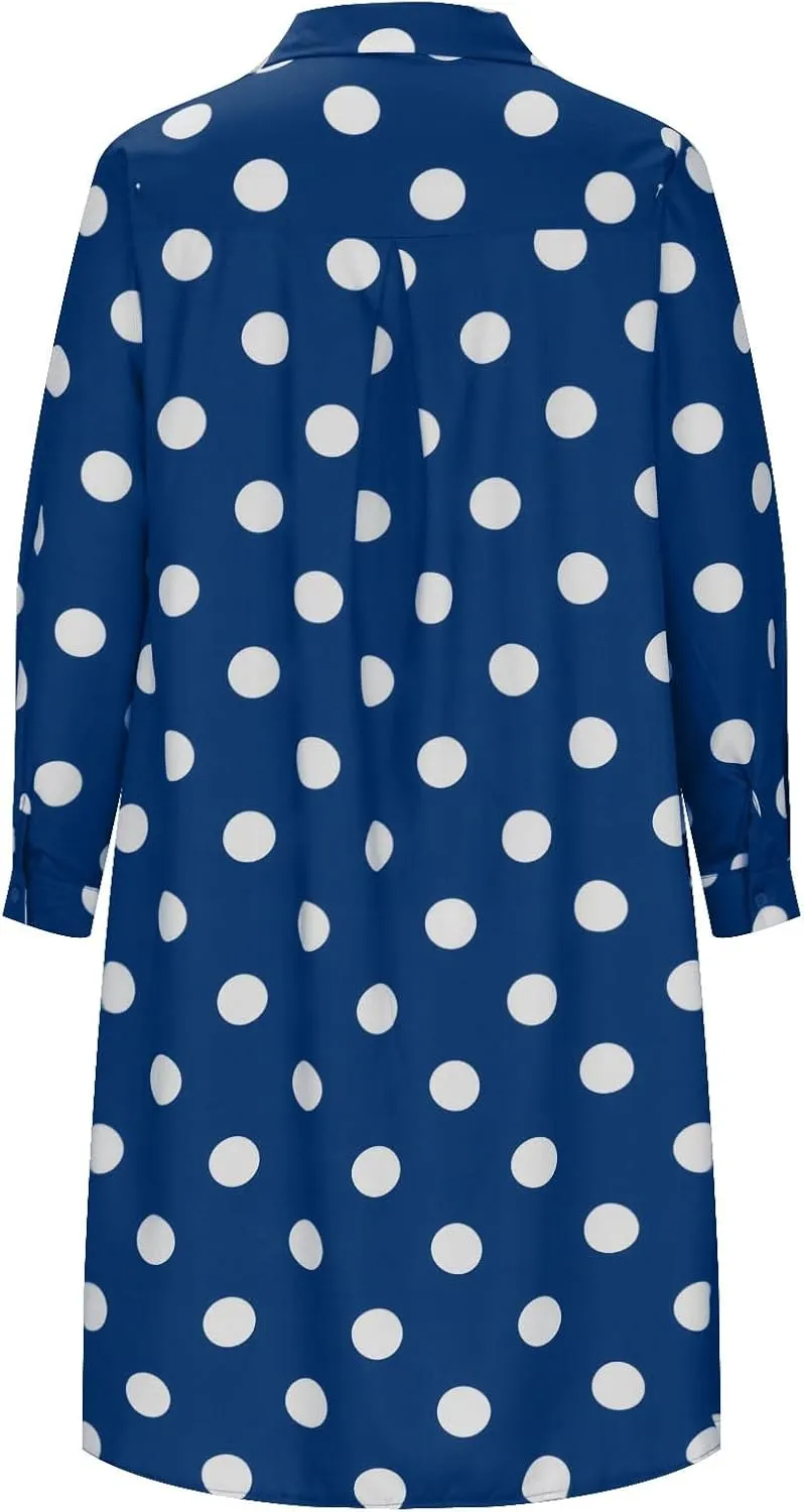 Long Dresses for Women Casual Long Sleeve V Neck Swiss Dots Maxi Dress Elegant Boho Flowy Swing Fall Maxi Dress