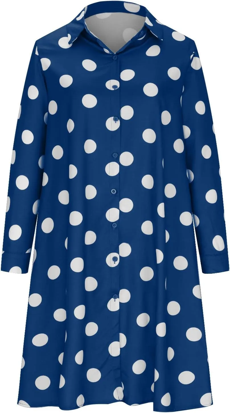 Long Dresses for Women Casual Long Sleeve V Neck Swiss Dots Maxi Dress Elegant Boho Flowy Swing Fall Maxi Dress