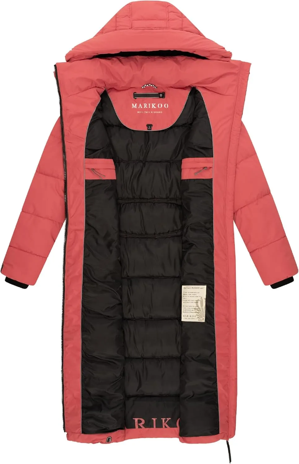 Long Fall & Winter Coat for Women | Detachable Hood | Quilted Womens Calf-Length Jacket | Nadeshikoo XVI XS-5XL