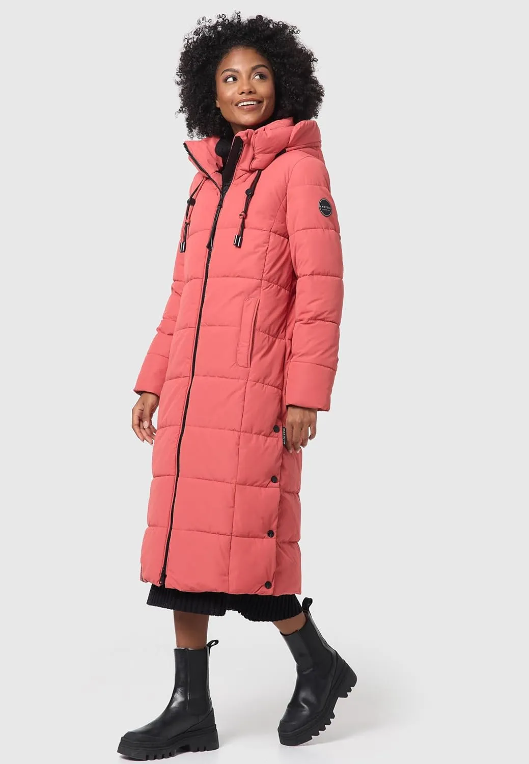 Long Fall & Winter Coat for Women | Detachable Hood | Quilted Womens Calf-Length Jacket | Nadeshikoo XVI XS-5XL
