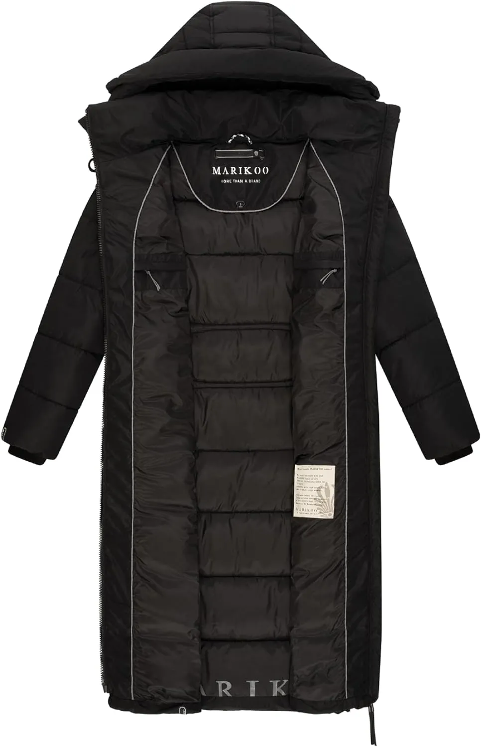 Long Fall & Winter Coat for Women | Detachable Hood | Quilted Womens Calf-Length Jacket | Nadeshikoo XVI XS-5XL