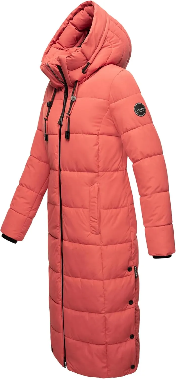 Long Fall & Winter Coat for Women | Detachable Hood | Quilted Womens Calf-Length Jacket | Nadeshikoo XVI XS-5XL