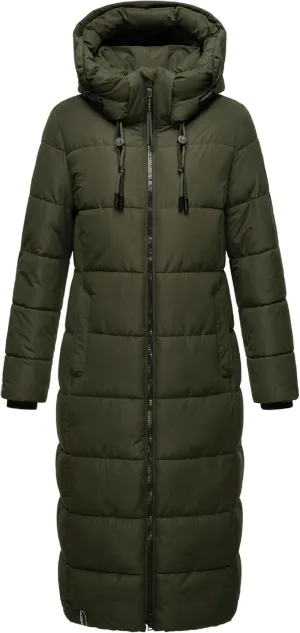 Long Fall & Winter Coat for Women | Detachable Hood | Quilted Womens Calf-Length Jacket | Nadeshikoo XVI XS-5XL