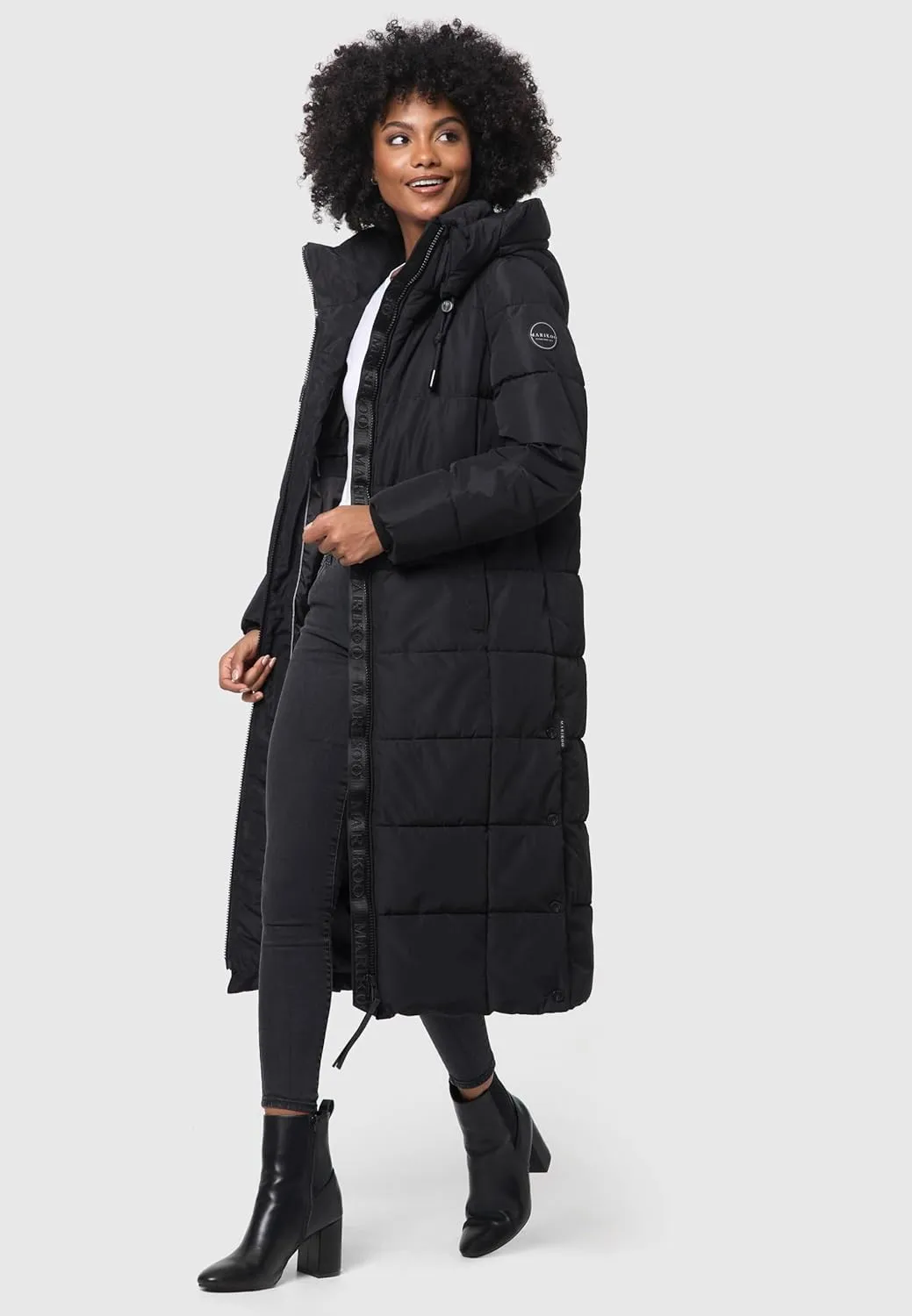 Long Fall & Winter Coat for Women | Detachable Hood | Quilted Womens Calf-Length Jacket | Nadeshikoo XVI XS-5XL