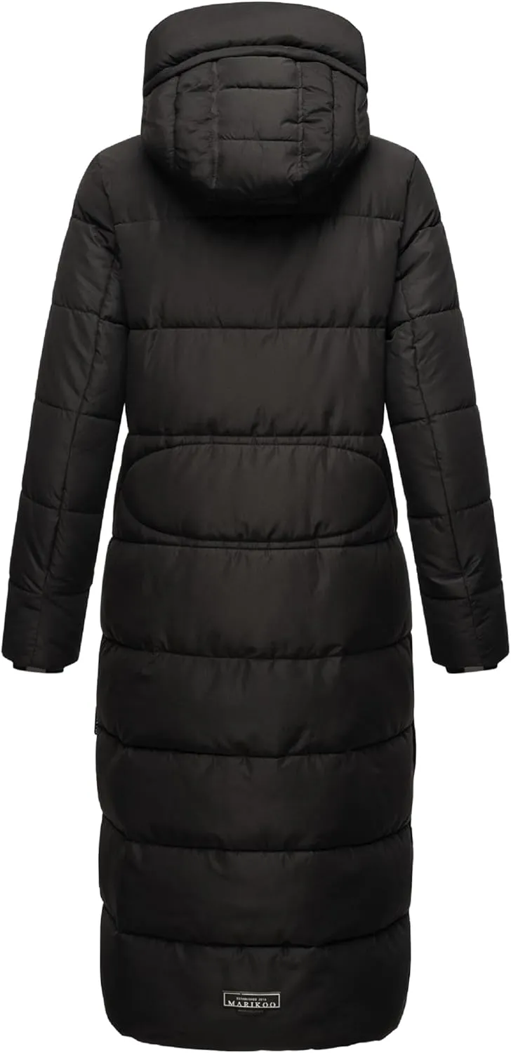 Long Fall & Winter Coat for Women | Detachable Hood | Quilted Womens Calf-Length Jacket | Nadeshikoo XVI XS-5XL