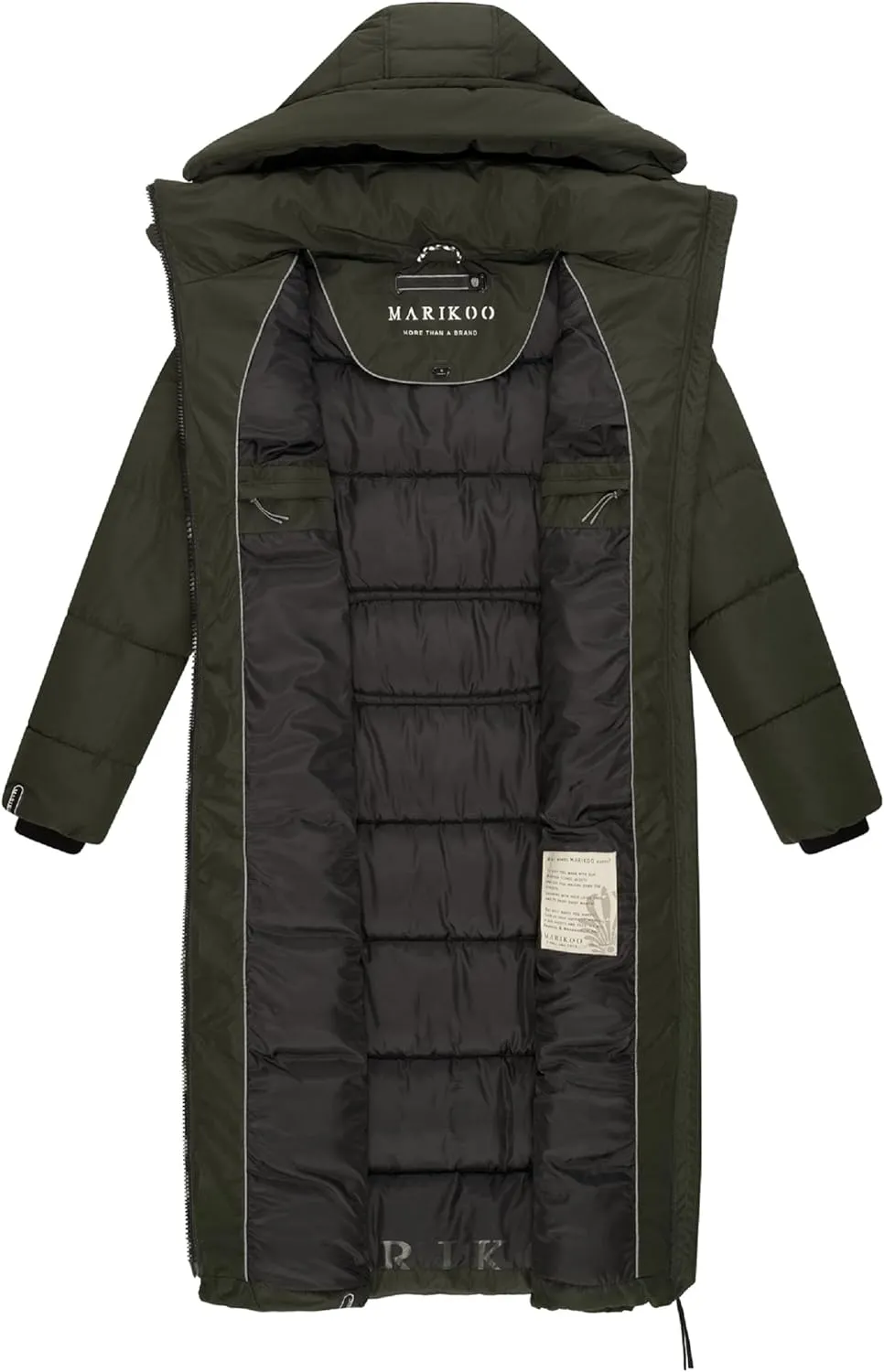 Long Fall & Winter Coat for Women | Detachable Hood | Quilted Womens Calf-Length Jacket | Nadeshikoo XVI XS-5XL