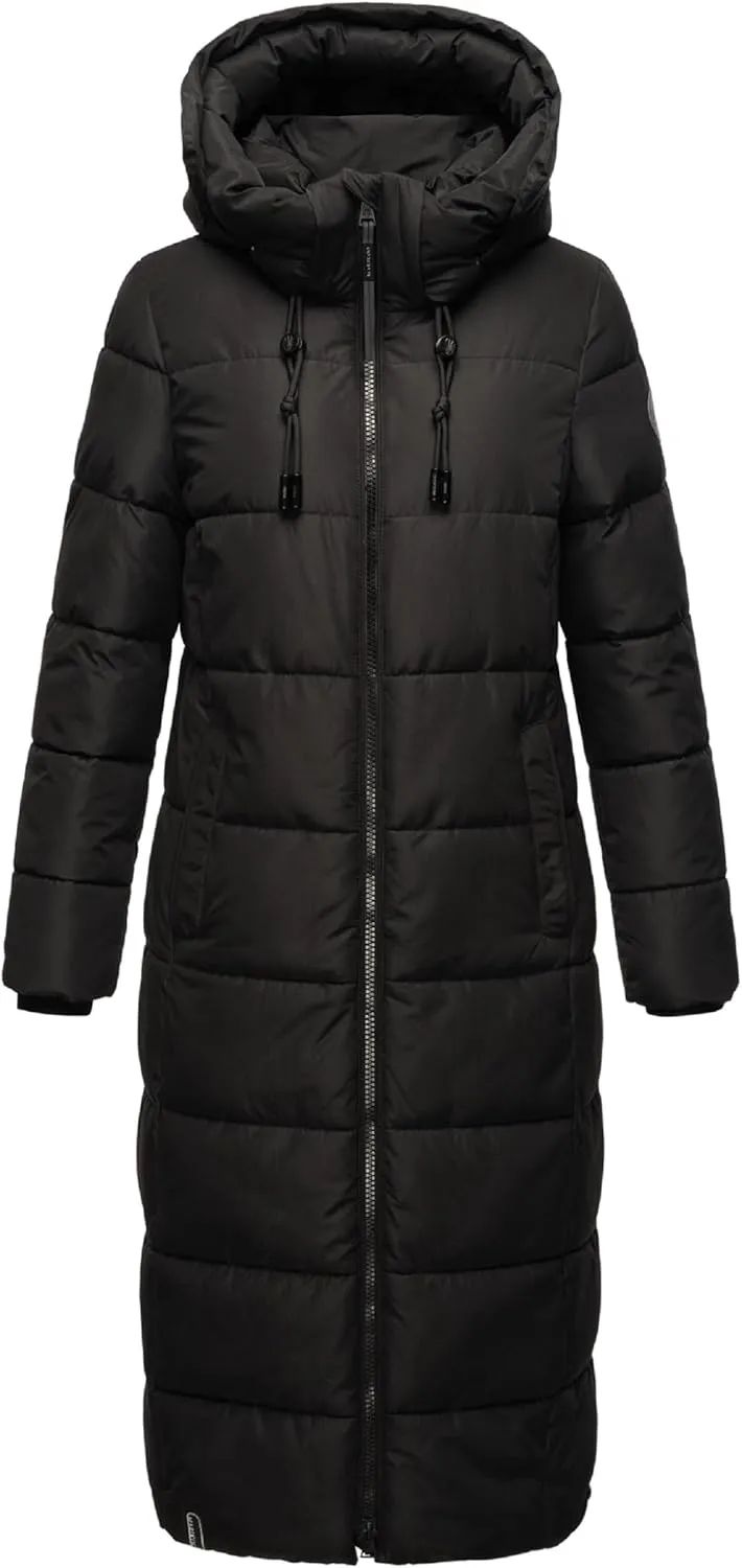 Long Fall & Winter Coat for Women | Detachable Hood | Quilted Womens Calf-Length Jacket | Nadeshikoo XVI XS-5XL