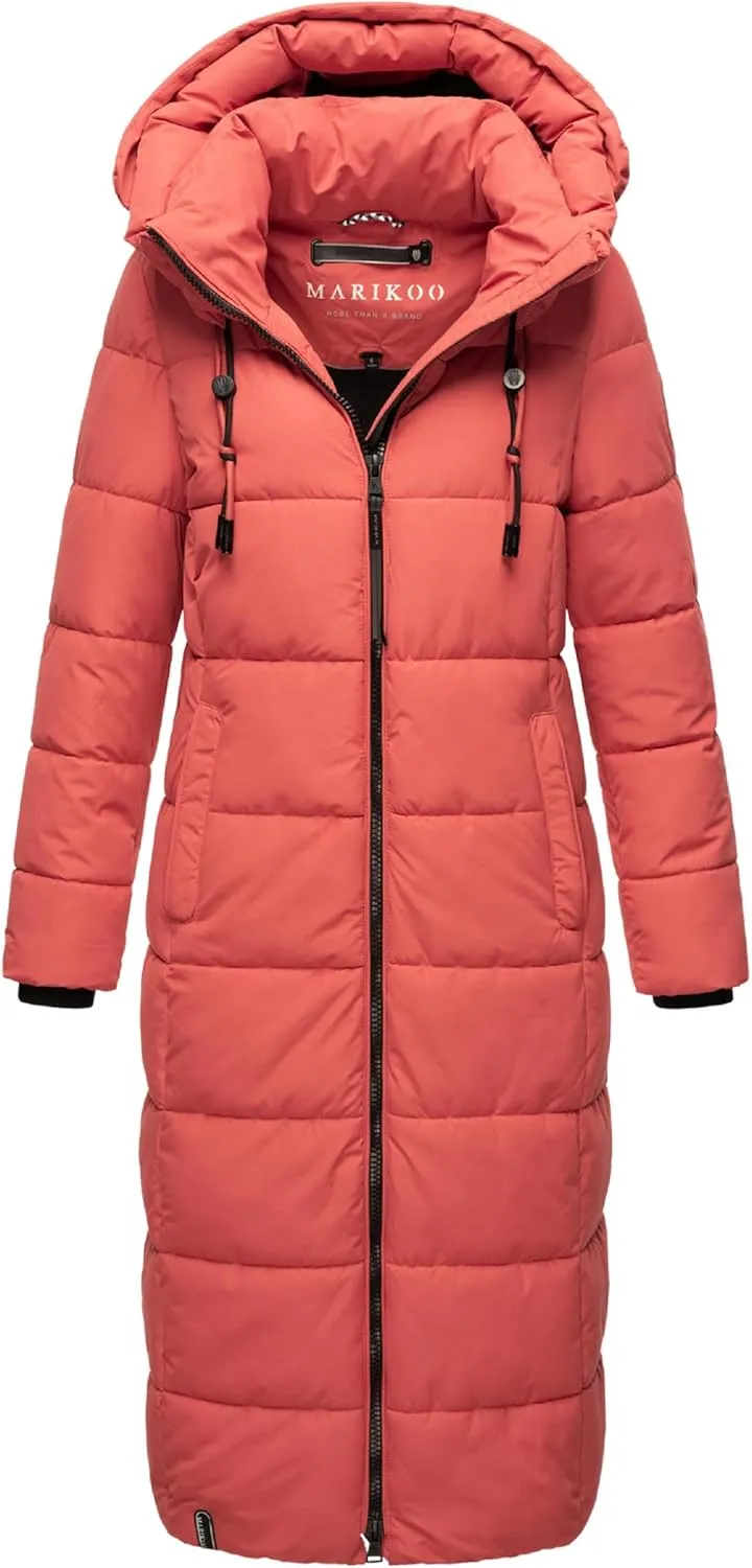 Long Fall & Winter Coat for Women | Detachable Hood | Quilted Womens Calf-Length Jacket | Nadeshikoo XVI XS-5XL