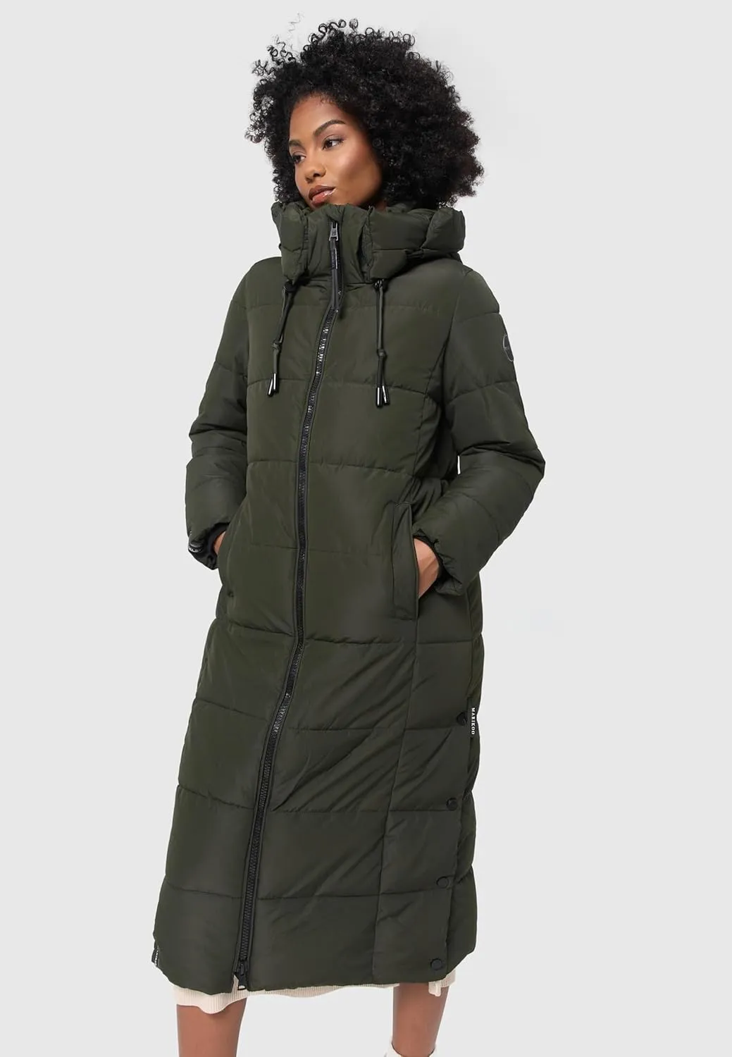Long Fall & Winter Coat for Women | Detachable Hood | Quilted Womens Calf-Length Jacket | Nadeshikoo XVI XS-5XL
