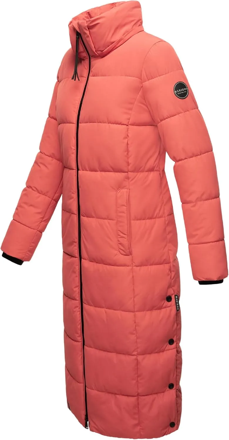 Long Fall & Winter Coat for Women | Detachable Hood | Quilted Womens Calf-Length Jacket | Nadeshikoo XVI XS-5XL