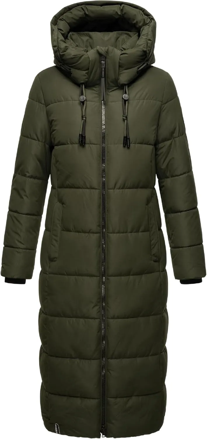 Long Fall & Winter Coat for Women | Detachable Hood | Quilted Womens Calf-Length Jacket | Nadeshikoo XVI XS-5XL